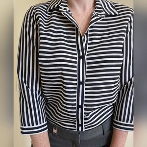 The Limited Navy Stripe button Up Blouse Small